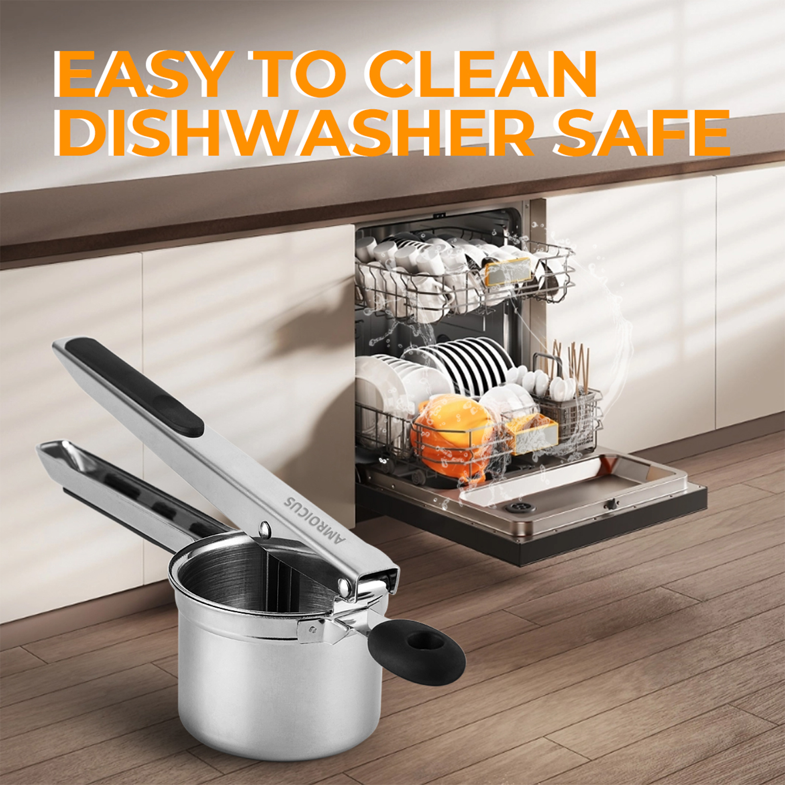 Amroicus Potato Ricer 15oz, Heavy Duty Stainless Steel Potato Masher with 3 Interchangeable Discs, Large Masher and Ricer Kitchen Tool for Mashed Potatoes, Spaetzle Noodle Maker, Potato Press - Image 8